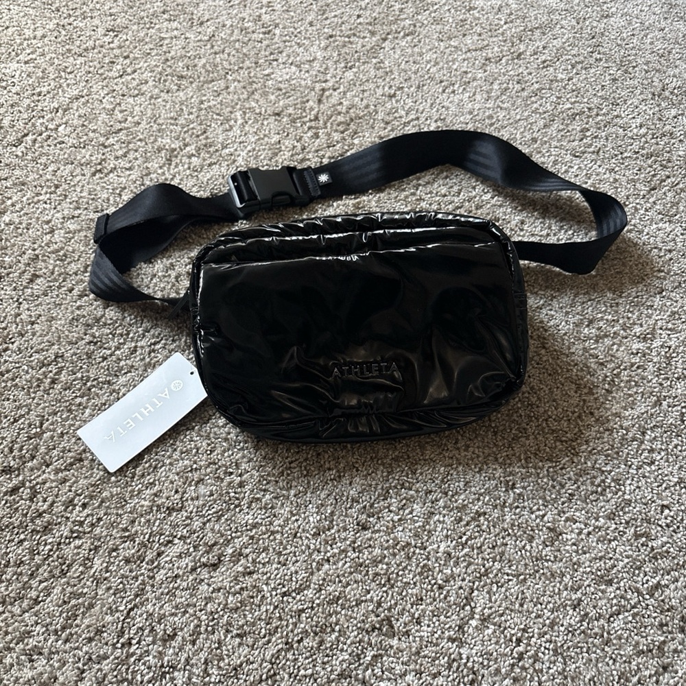 Athleta Shiny Black Pouch